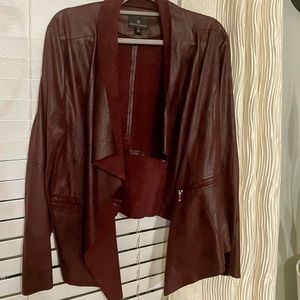 Worthington/ Faux Suede/ Drape Front Crop Jacket. Wine color only. Worn once.